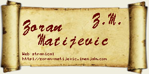 Zoran Matijević vizit kartica